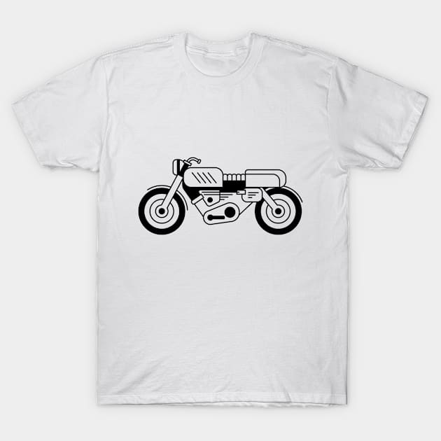 Illustration of stylized black and white motorcycle T-Shirt by iswenyi Art